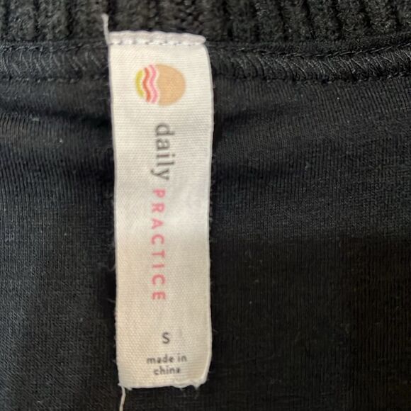 Anthro Daily Practice Ribbed Shawl Collar Cardigan Jacket Black S Pockets Cozy - Picture 6 of 7